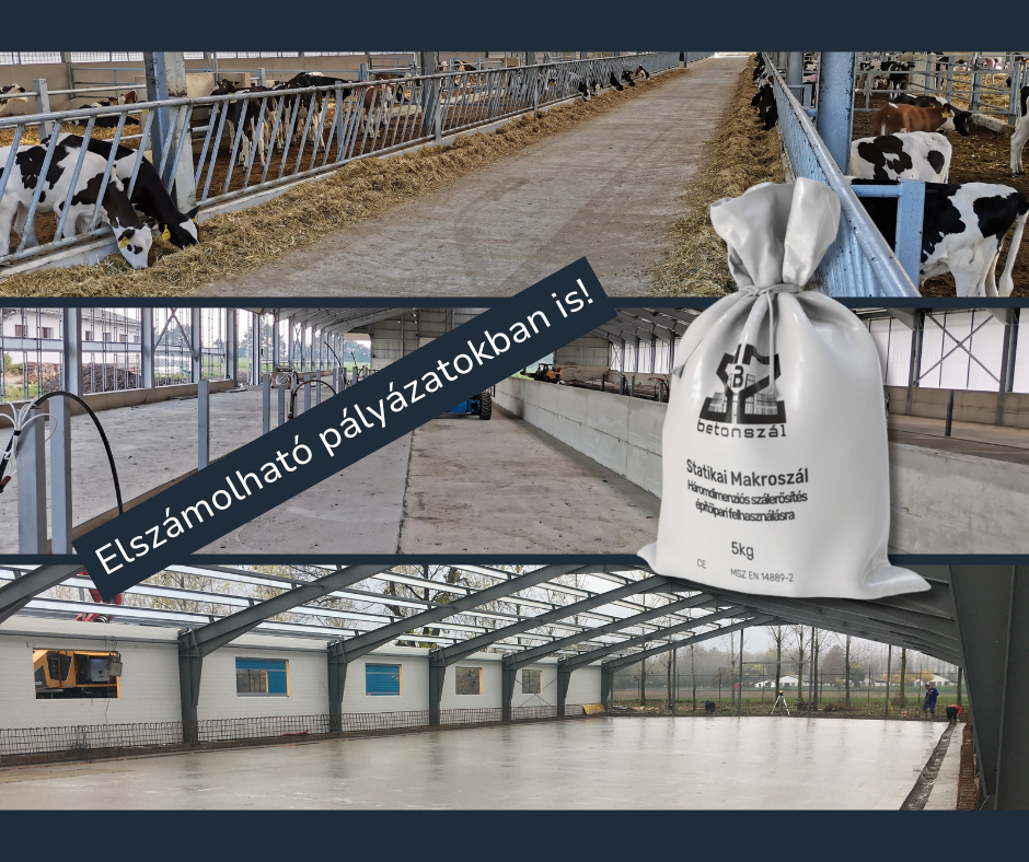 Állattartó telepek betonszerkezeteihez betonszál (fiber szál) közvetlenül a gyártótól